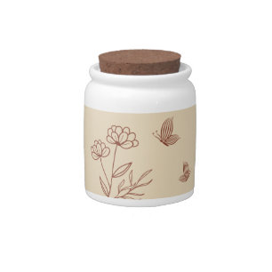 Romantic elegant terracotta floral wedding candy jar