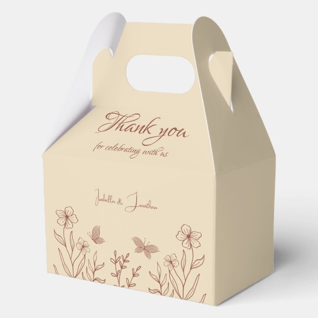 Romantic elegant terracotta floral wedding favor boxes (Front)