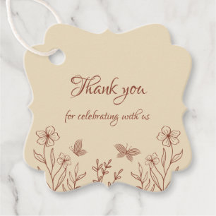 Romantic elegant terracotta floral wedding favor tags