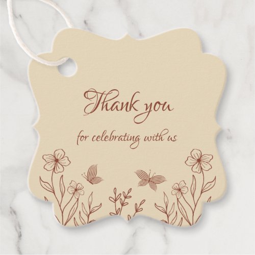 Romantic elegant terracotta floral wedding favor tags