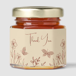 Romantic elegant terracotta floral wedding honey jar favors