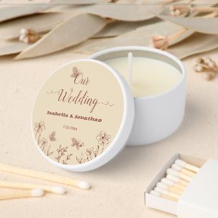 Romantic elegant terracotta floral wedding mini candle favors