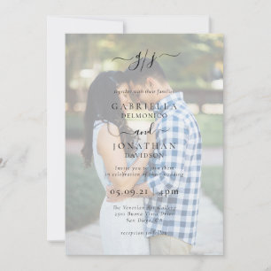 Romantic Elegant Two Photo Monogram Wedding Invitation
