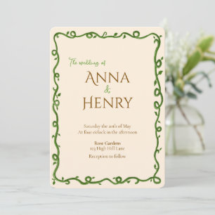 Romantic Elegant Vine Wedding Invitation