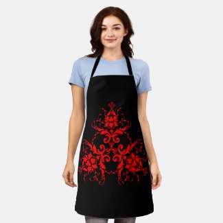 Romantic, Elegant Vintage Damask Red Goth