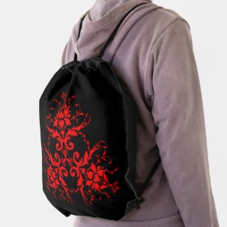 Romantic, Elegant Vintage Damask Red Goth