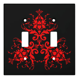 Romantic, Elegant Vintage Damask Red Goth Light Switch Cover