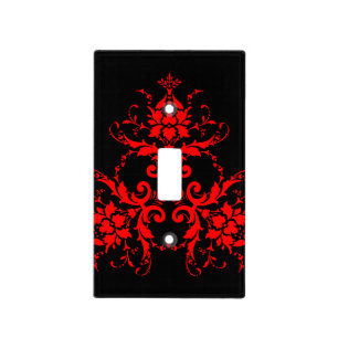 Romantic, Elegant Vintage Damask Red Goth Light Switch Cover