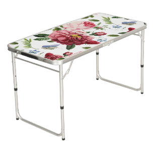 Romantic Elegant Vintage Pink English Roses Beer Pong Table