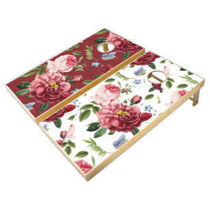 Romantic Elegant Vintage Pink English Roses Cornhole Set