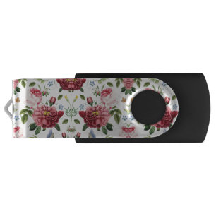 Romantic Elegant Vintage Pink English Roses Flash Drive