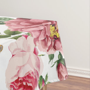 Romantic Elegant Vintage Pink English Roses Tablecloth