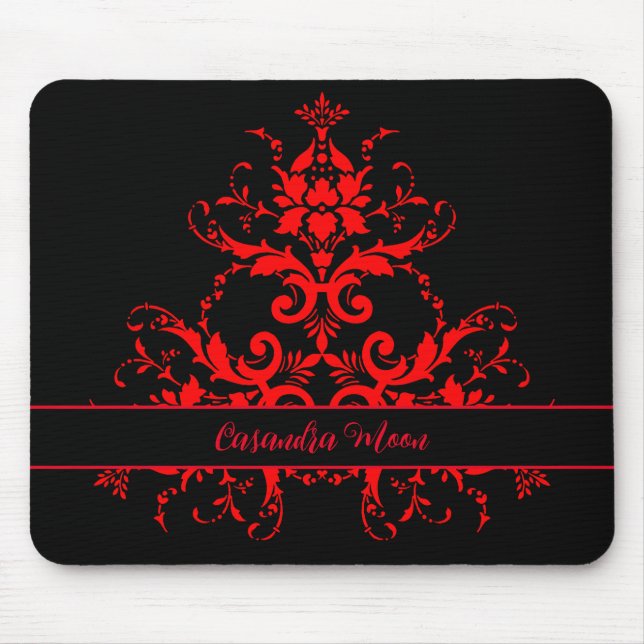 Romantic, Elegant Vintage Red Damask  Mouse Pad (Front)