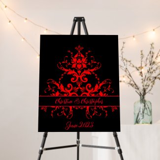 Romantic, Elegant Vintage Red Damask Wedding 