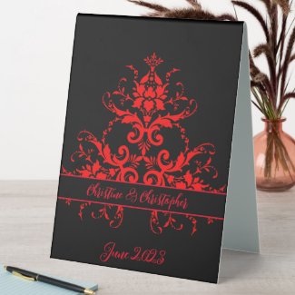 Romantic, Elegant Vintage Red Damask Wedding