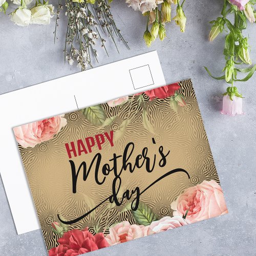 Romantic Elegant Vintage Roses Happy Mothers Day Postcard