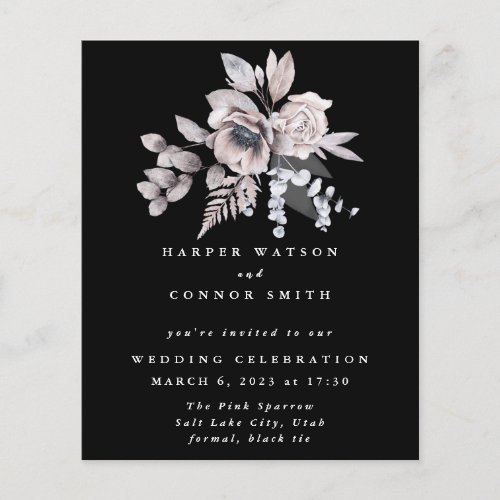 Romantic Elegant Watercolor Budget Floral Wedding Flyer