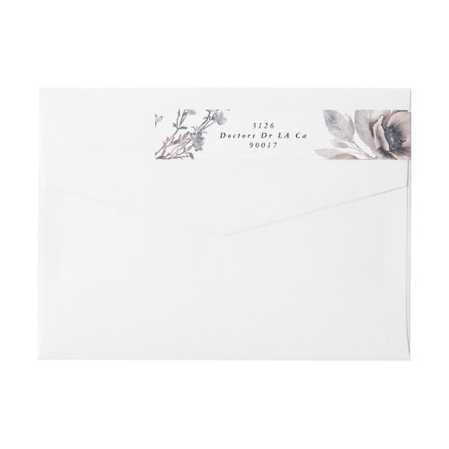 Romantic Elegant Watercolor Floral Wedding Address Wrap Around Label