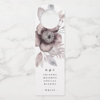 Romantic Elegant Watercolor Floral Wedding Bottle Hanger Tag