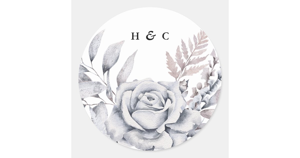 Romantic Elegant Watercolor Floral Wedding Classic Round Sticker | Zazzle