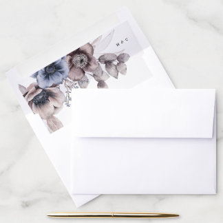 Romantic Elegant Watercolor Floral Wedding Envelope Liner