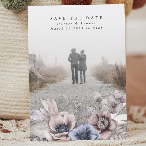 Romantic Elegant Watercolor Muted Floral Save The Date