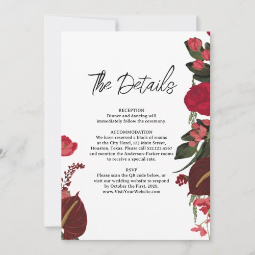 Romantic Elegant Wedding Details Card