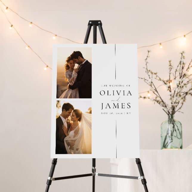 Romantic Elegant Wedding Welcome Photo Sign (In Situ (Stand))