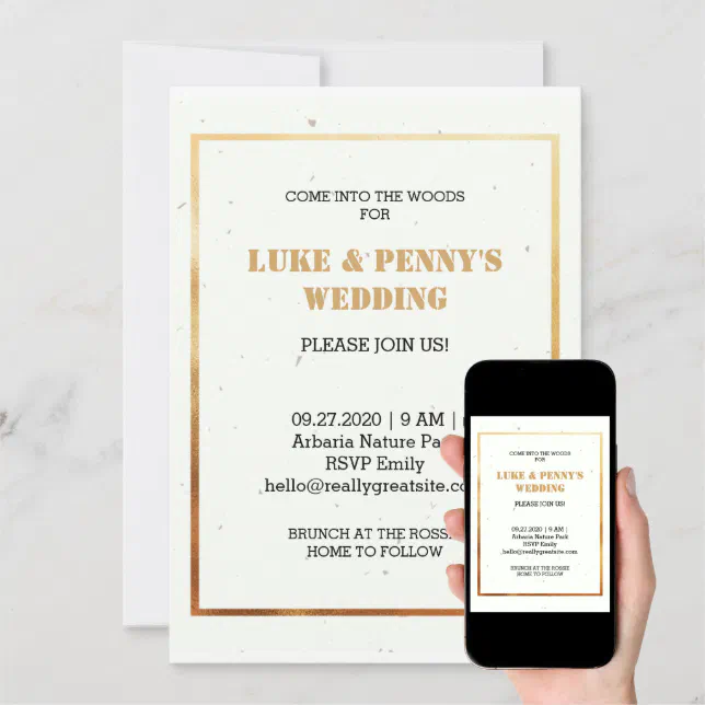 Romantic elegant white and gold wedding Invitation | Zazzle