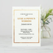 Romantic elegant white and gold wedding Invitation | Zazzle