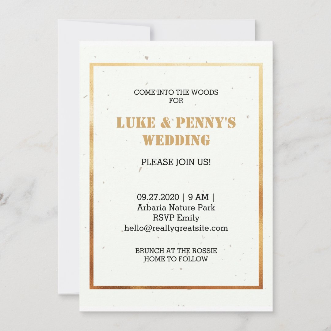 Romantic elegant white and gold wedding Invitation | Zazzle