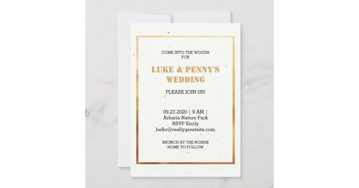 Romantic elegant white and gold wedding Invitation | Zazzle