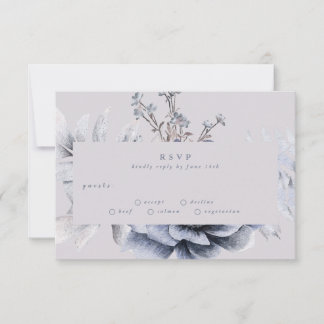 Romantic Elegant Winter Floral Wedding RSVP Card