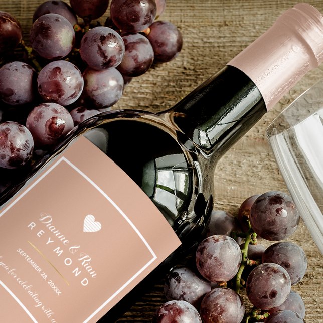 Romantic Elegantly Labeled Wedding Dusty Rose Wine Label (wedding & wine)