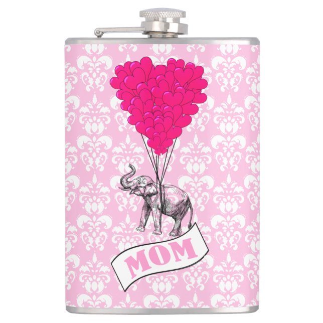 Romantic elephant and heart moms flask (Front)