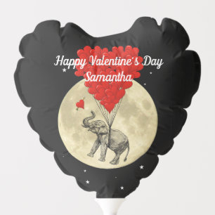 Romantic elephant and love heart Valentines Balloon