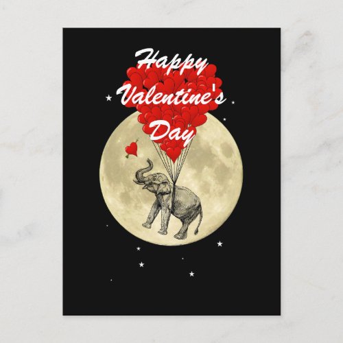 Romantic elephant and love heart Valentines Holiday Postcard