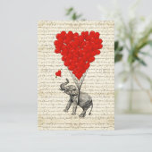 Romantic elephant & heart balloons (Standing Front)