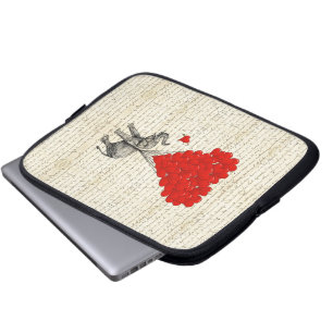 Romantic elephant & heart balloons laptop sleeve