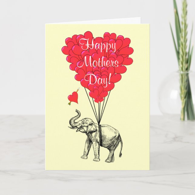 Romantic elephant mothers day card (Front)