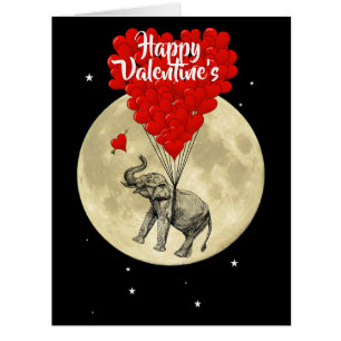 Romantic elephant valentines day cards