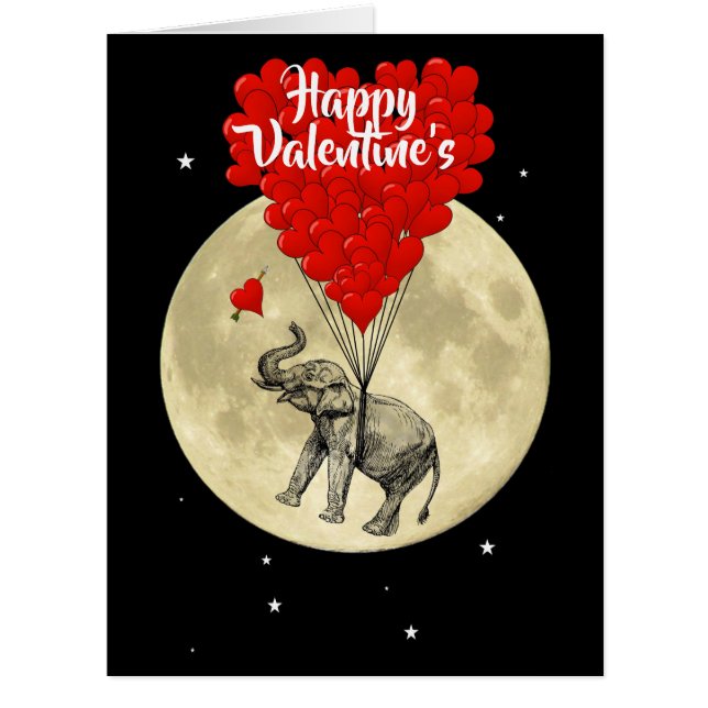 Romantic elephant valentines day cards (Front)