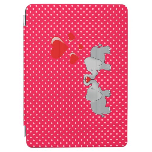 Romantic Elephants  Red Hearts On Polka Dots iPad Air Cover