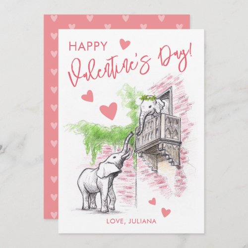 Romantic Elephants Romeo and Juliet Valentines Day Holiday Card