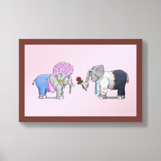 Romantic Elephants Valentines Day Framed Art (Framed Front)