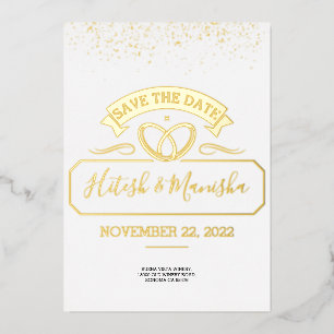 Romantic emblem logo wedding gold Foil Invitation
