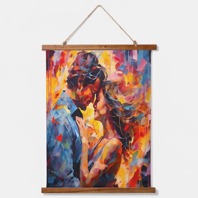 Romantic Embrace Abstract Expressionism  Hanging Tapestry (Front)