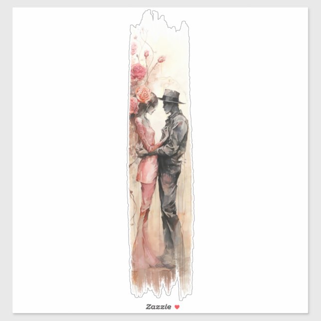 Romantic Embrace Brushstroke Paint Sticker (Sheet)