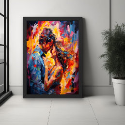 Romantic Embrace Expressionism Abstract Love Art Poster