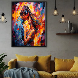 Romantic Embrace Expressionism Abstract Love Art Poster